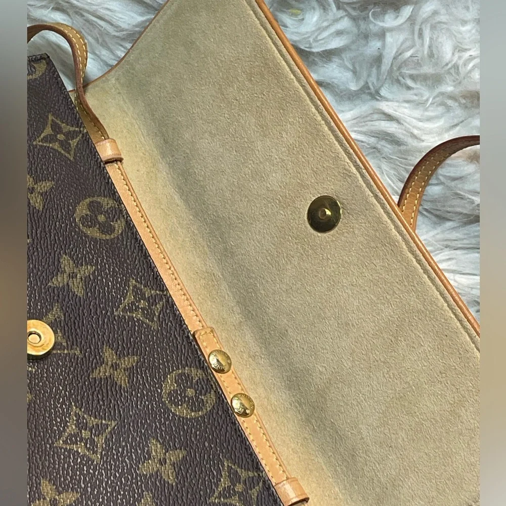 Louis Vuitton Monogram Crossbody in Brown and Tan Leather Trim